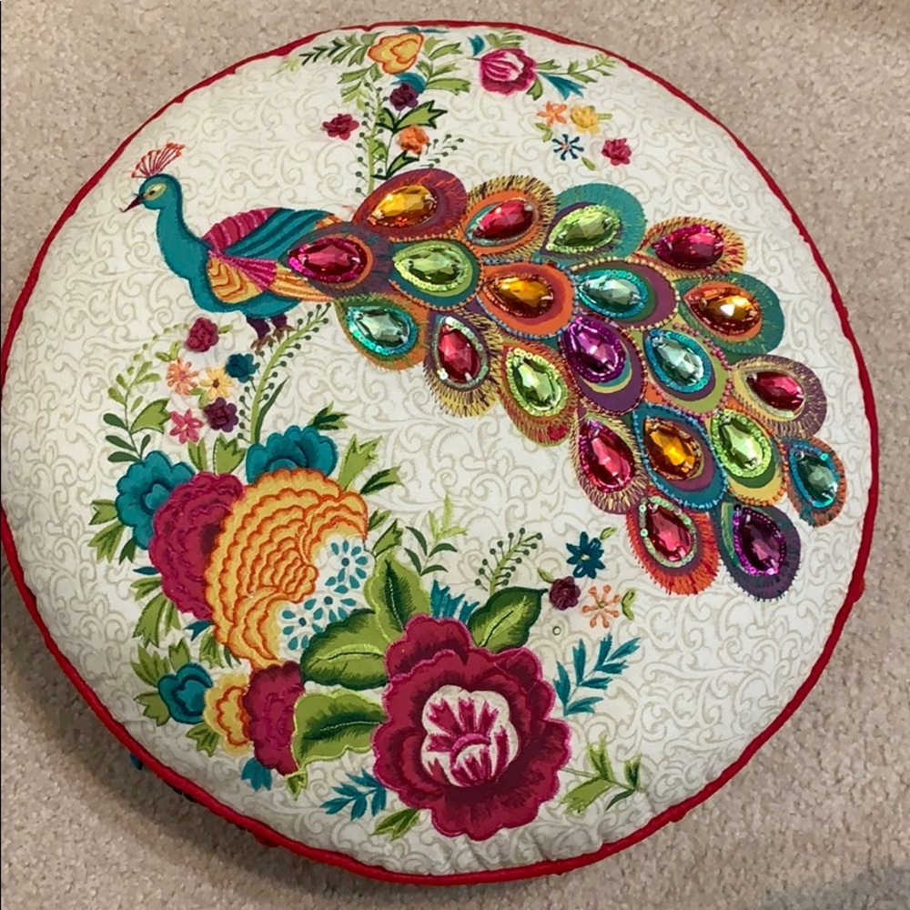 Rhinestone Peacock Decorative Pillow
